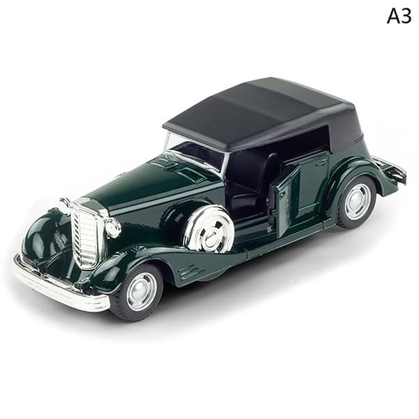 1st bilmodell 1:32 Vintage Pull-Back Legering Diecast billeksaker Green