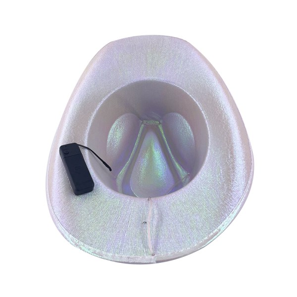 Disco Luminous Cowboy Hat Glödande Light Bar Cap White