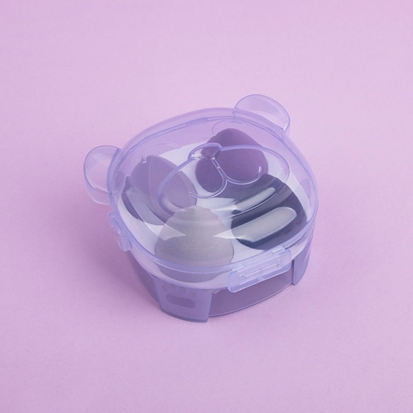 4 st Makeup Blender Makeup Svamp med förvaringslåda Purple