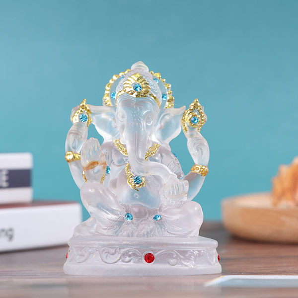 Ganesh Hindu Elephant God Staty Resin Transparent Staty