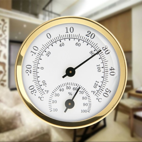 Inomhus analog luftfuktighet Temperaturmätare Hygrometer Silver