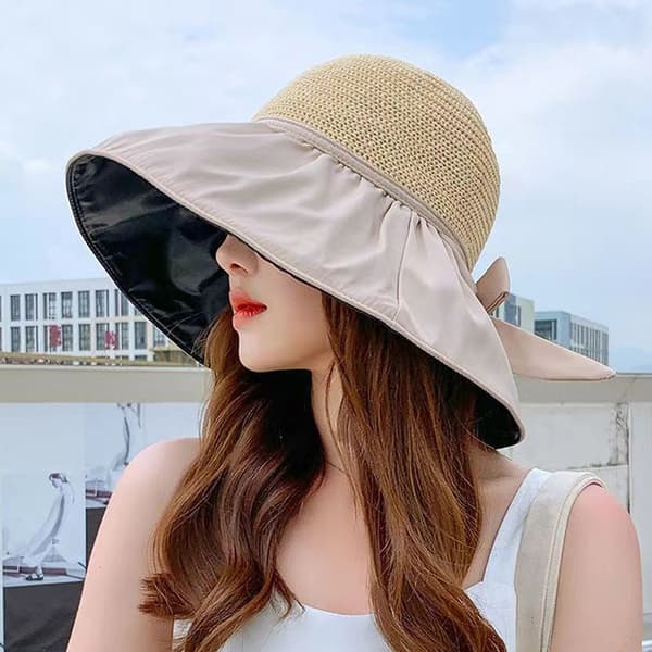 Kvinnor Bucket Hat UV-skydd Solhattar Panama Cap Khaki