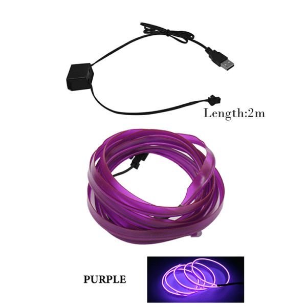 Automobile Atmosphere Lamp LED Strip Dekoration Line Purple 98b8, Purple