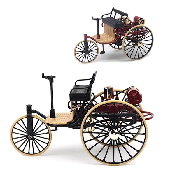 1 st 1:12 1886 Vintage Klassisk Bil Nr.1 Legeringsbilmodell Simulering Red