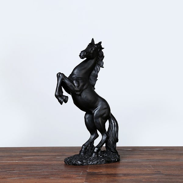 Resin Staty Gyllene Vit Svart Häst Figur Ornament Figuriner White