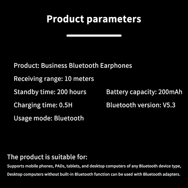 Bluetooth 5.4 Trådlösa Hörlurar Öronkrok LED-Display Headset A1