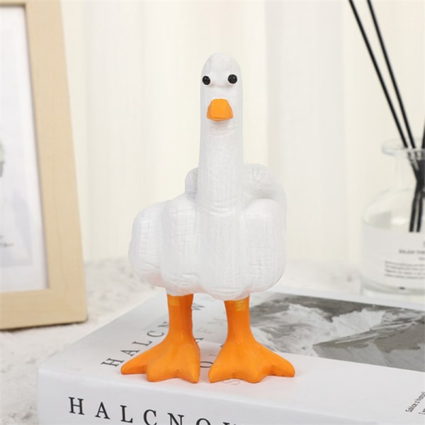 Duck Middle Finger Resin Statue Desktop Craft Ornament Garden S
