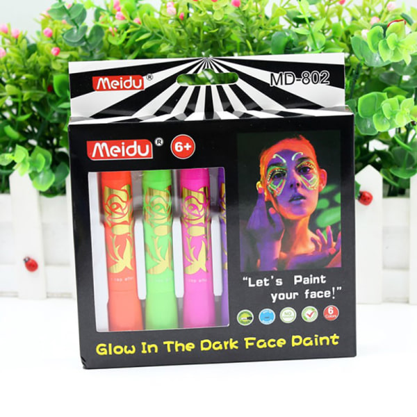 Ansiktssvart ljusfärg Uv Neon Ansikts- och kroppsmålning Crayon Kit
