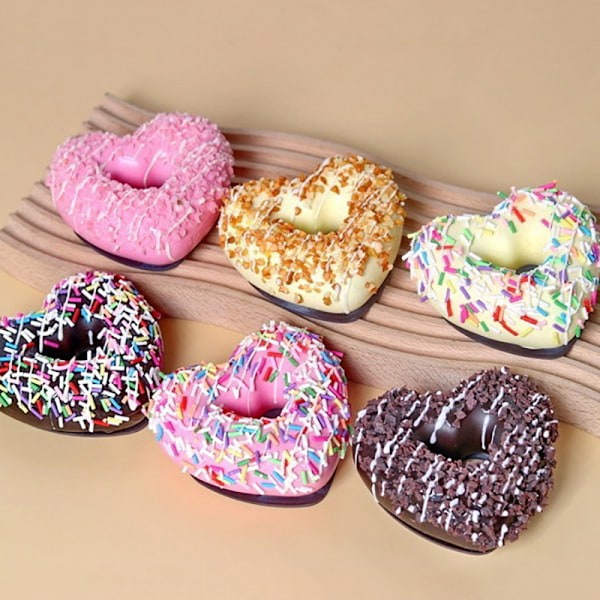 6 st/Set 3D Hjärta Donuts Kylskåpsmagneter Kit Simulering 6pcs