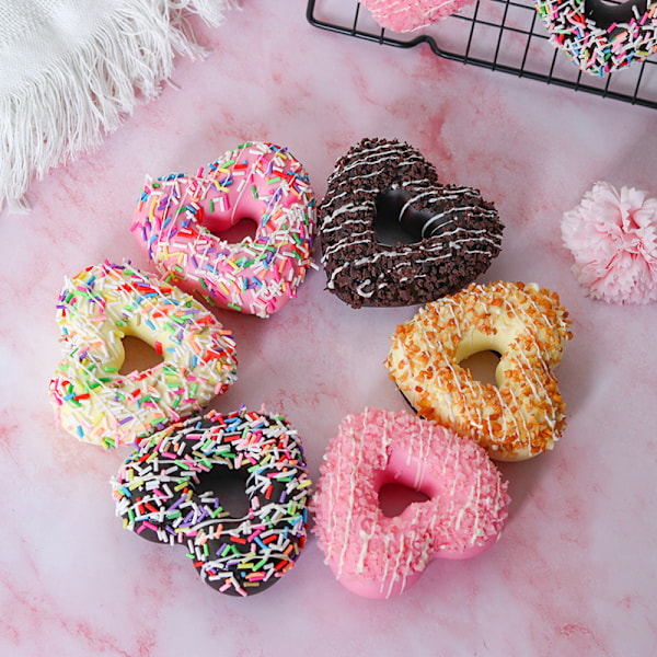 6 st/Set 3D Hjärta Donuts Kylskåpsmagneter Kit Simulering 6pcs