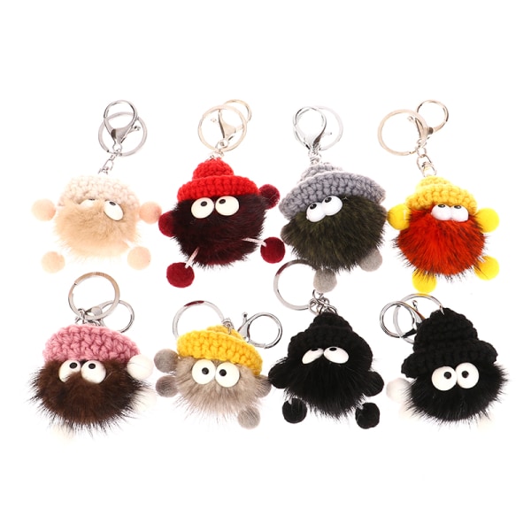 Mink Fur Lanyard Keychain e Funny Small Briquettes Key Ring A5