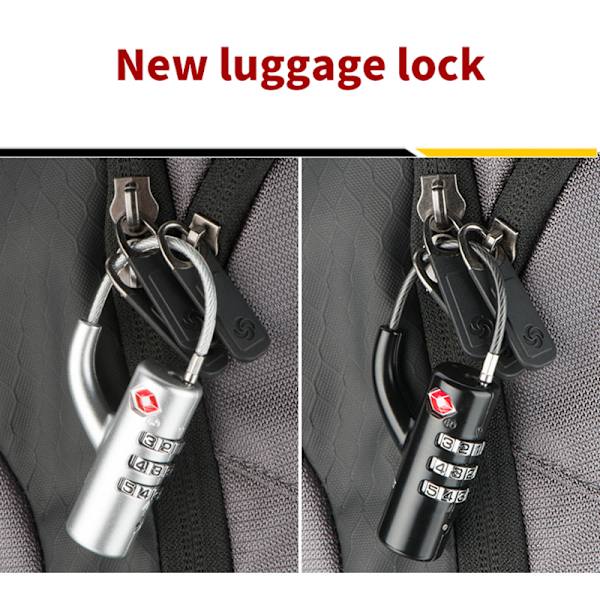 Bärbar säkerhet TSA Customs Code Lock Lösenord Stålkabel Black