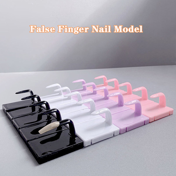 5 st/ set Falsk Finger Nail Model Nagelhållare Practice Display Pink