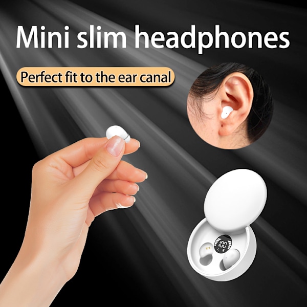TWS Trådlösa Bluetooth 5.4 Hörlurar In-Ear Osynliga Sovhörlurar White