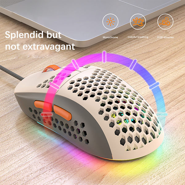 Wired Mouse RGB Light Honeycomb Gaming Mouse USB Desktop A1