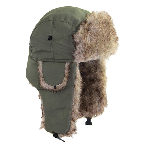 Unisex Warm Trapper Aviator Trooper Öronlapp Vinterklaffar Skidhatt Green