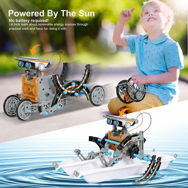 Solar Robot Toys Solar Powered Blocks Toy som gåva White