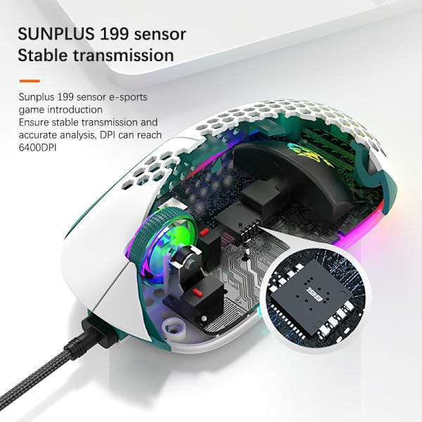 Wired Mouse RGB Light Honeycomb Gaming Mouse USB Desktop A1