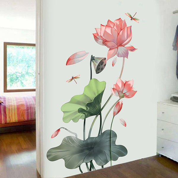 Lotus Dragonfly väggdekoration vardagsrum väggdekoration 30*60cm*2pcs