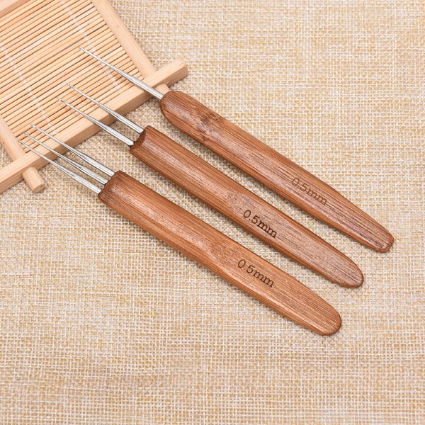 Dreadlock Virknål Bambu Handtag Krokar Verktygstillverkning D-3pc