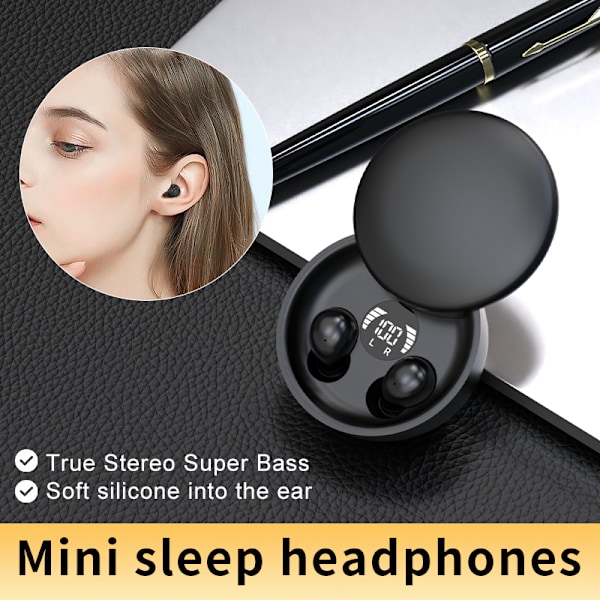 TWS Trådlösa Bluetooth 5.4 Hörlurar In-Ear Osynliga Sovhörlurar White