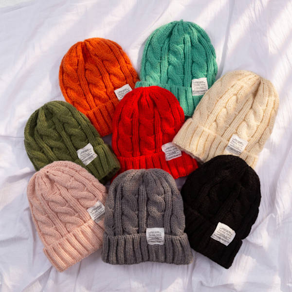 Trend Höst Vinter Punk Gothic Knit Millinery Mjuk Stickad Mössa bright red