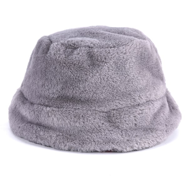Kvinnor Bucket Cap Bush Hat Bred Brätte Fluffig Varm Vinter Dark gray
