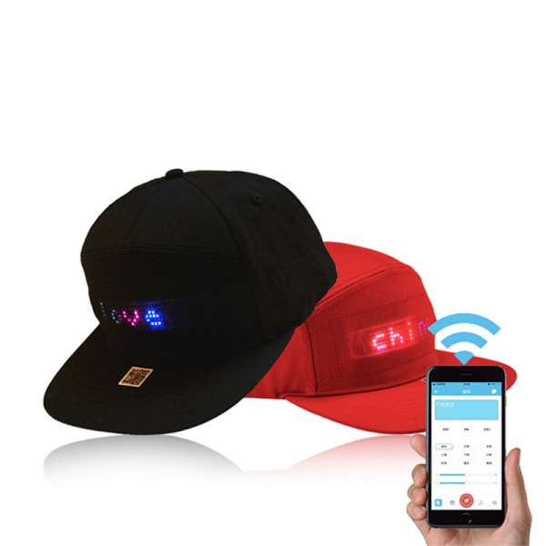 LED Phone APP Styrd basebollhatt Scroll Message Display Black