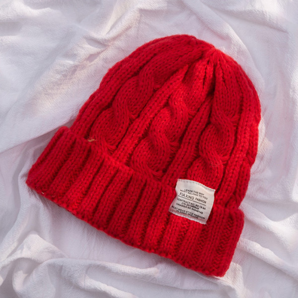 Trend Höst Vinter Punk Gothic Knit Millinery Mjuk Stickad Mössa bright red