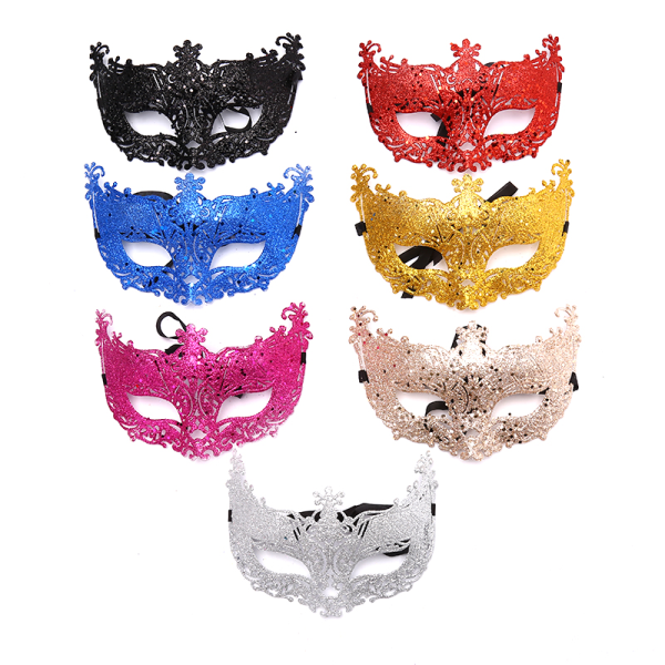 Venedig Sexig Golden Fox Mask Maskerad kostymtillbehör Black