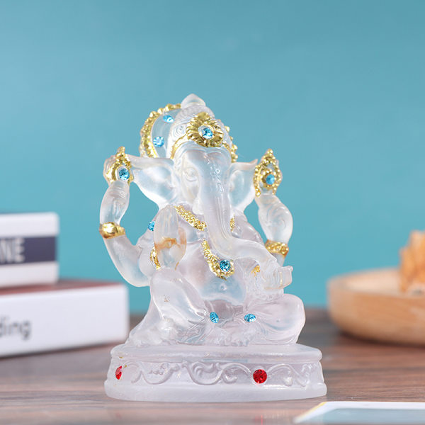 Ganesh Hindu Elephant God Staty Resin Transparent Staty