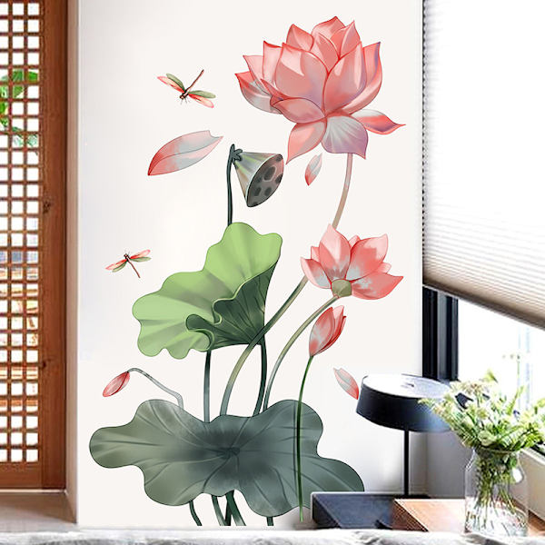 Lotus Dragonfly väggdekoration vardagsrum väggdekoration 30*60cm*2pcs