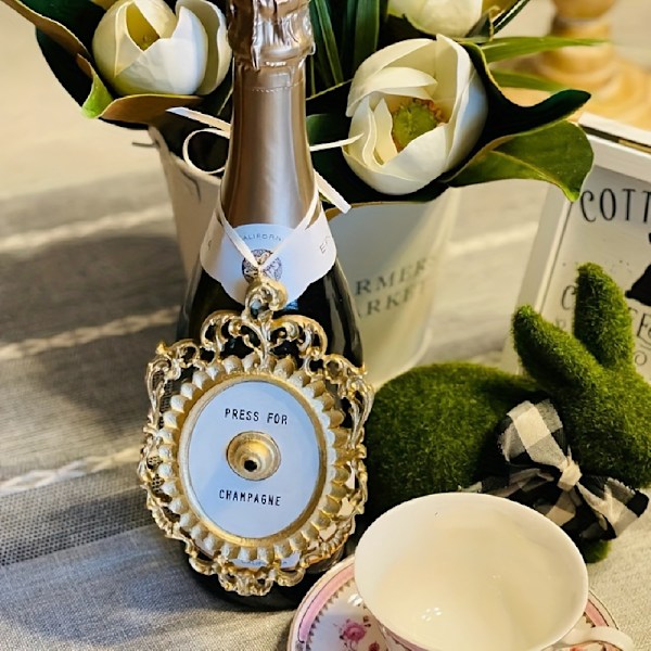 Tryck För Champagne Knapp Ring Mini Tryck För Champagne Knapp A