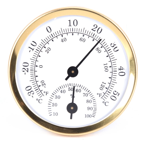 Inomhus analog luftfuktighet Temperaturmätare Hygrometer Gold