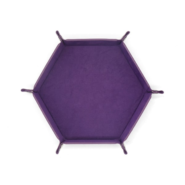 Tärningsbricka Läder Tärningsfällbar sexkantbricka Tärningshållare Lämplig Purple