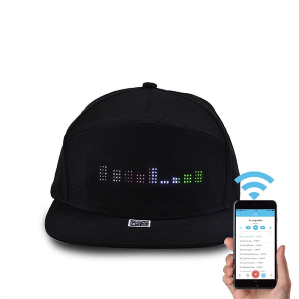 LED Phone APP Styrd basebollhatt Scroll Message Display Black
