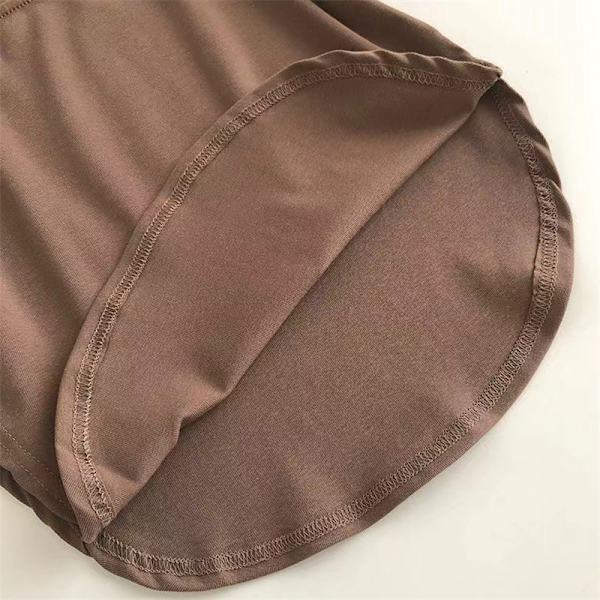Kvinnor Enfärgad Krage Korta Ärmar T-shirt Crop Top Coffee XL
