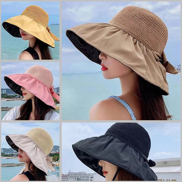 Kvinnor Bucket Hat UV-skydd Solhattar Panama Cap Khaki