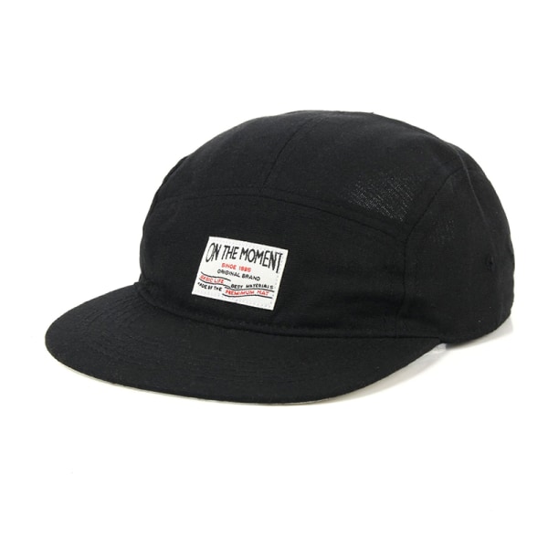 Fem Panel Hat Snapback Cap Justerbar Cap Casual Hat Black
