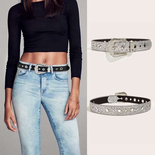 Vuxen för Rhinestone Bälte för Klänning Crystal Diamond midjebälte Black