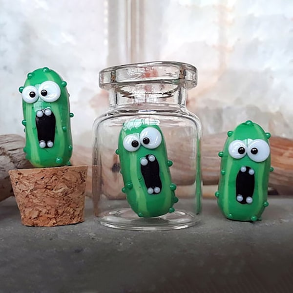 Miniatyrglas skrikande pickle i en flaska Handgjord leksak A