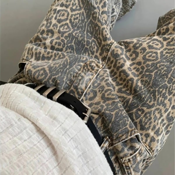 Dam Leopard Print Wash Y2K Chic High Waist Jeans leopard print L