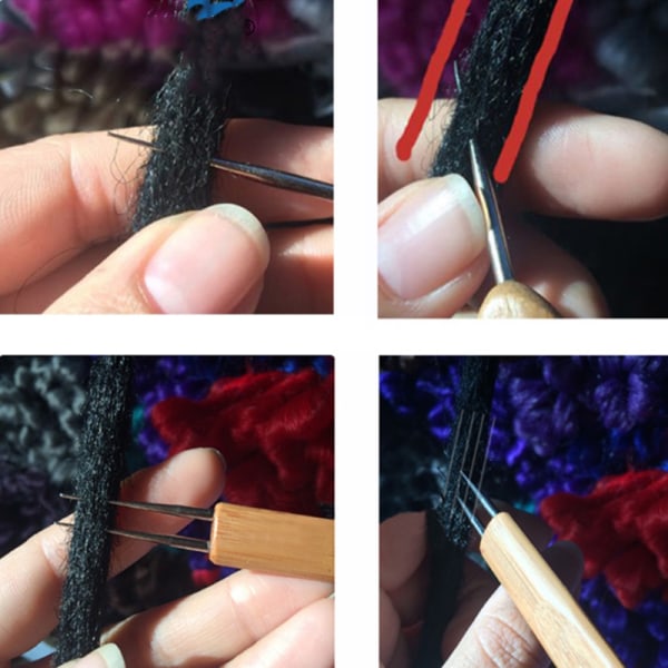 Dreadlock Virknål Bambu Handtag Krokar Verktygstillverkning D-3pc