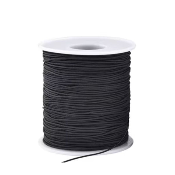 Svart Nylonklädd Elastisk Tråd – 50 meter, 0,6 mm för Smycken