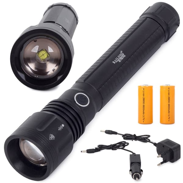 Taktisk lommelygte CREE XHP50 zoom IPX5 inkl. 2 batterier