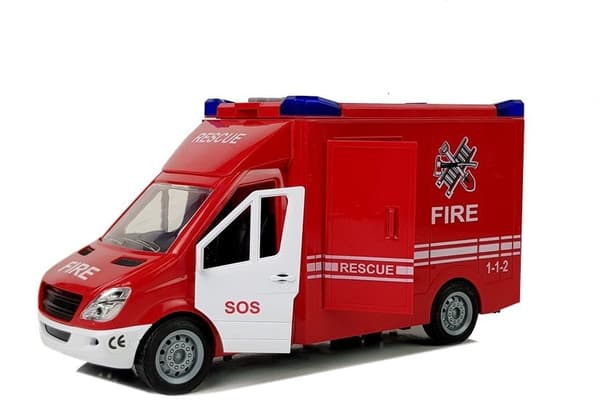 Brandbil legetøj 27 cm med åbningsbare døre, lys/lyd, 3+ år