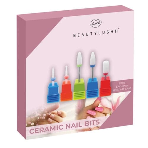 Keramiska nagelfräsbitar 2,35 mm twist & lock 5-pack röd/blå/grön
