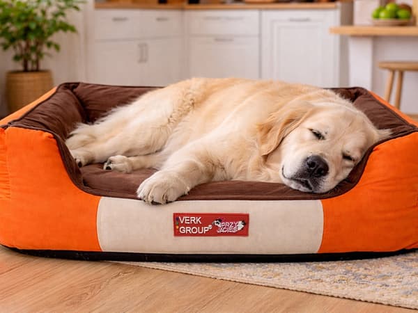Hundeseng/katteseng polyester skridsikker bund orange str. M 70x55 cm