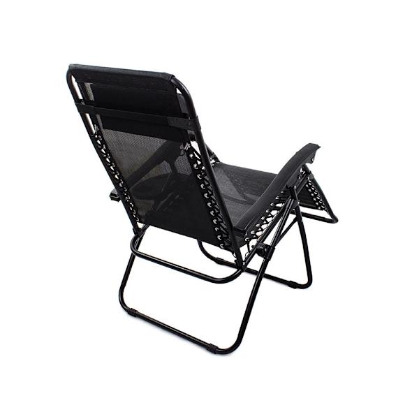 Fällbar zero gravity-solstol med sidobord och nackstöd svart