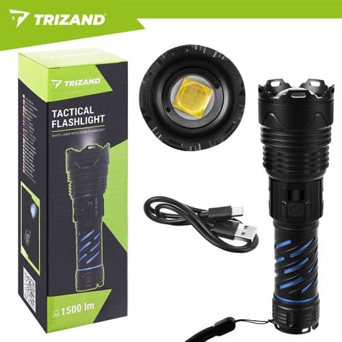 Taktinen LED-taskulamppu 1500 lm ladattava 5000 mAh USB-C